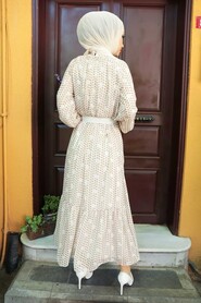 Ecru Hijab Dress 1476E - 2