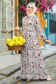 Ecru Hijab Dress 16272E - 1