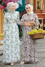 Ecru Hijab Dress 16272E - 2