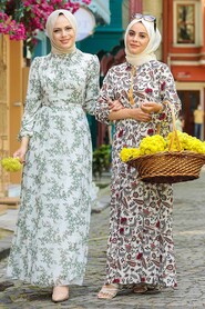 Ecru Hijab Dress 16272E - 3