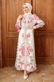 Ecru Hijab Dress 21372E - 1