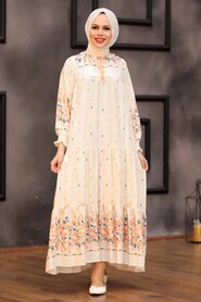 Ecru Hijab Dress 21752E - 1