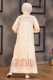 Ecru Hijab Dress 21752E - 2