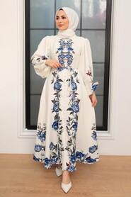 Ecru Hijab Dress 22131E - 1