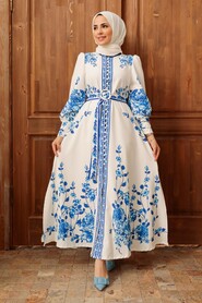 Ecru Hijab Dress 22133E - 1