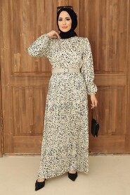 Ecru Hijab Dress 2283E - 1
