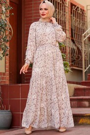 Ecru Hijab Dress 2327E - 1