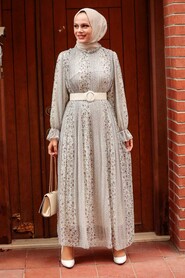 Ecru Hijab Dress 2340E - 1