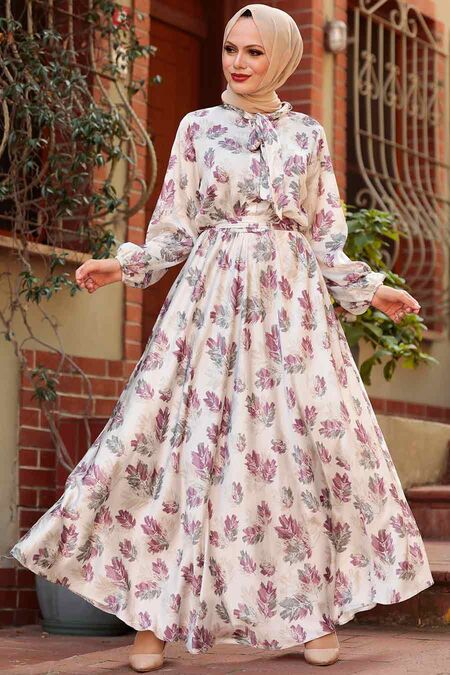 Ecru Hijab Dress 2378E - NEVA STYLE