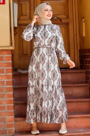 Ecru Hijab Dress 238E - 5