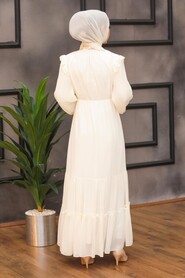 Ecru Hijab Dress 2409E - 2