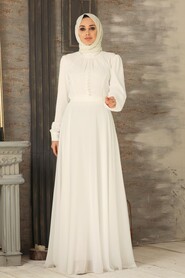 Ecru Hijab Dress 2703E - 2