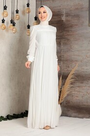 Ecru Hijab Dress 27140E - 1