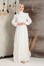 Ecru Hijab Dress 27140E - 2