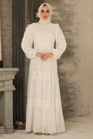 Ecru Hijab Dress 2744E - 1
