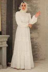 Ecru Hijab Dress 2744E - 2