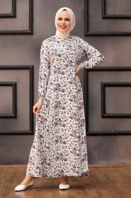 Ecru Hijab Dress 2769E - 1