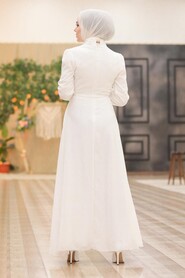 Ecru Hijab Dress 27922E - 3