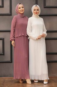Ecru Hijab Dress 2860E - 4