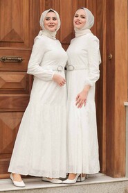 Ecru Hijab Dress 28621E - 3