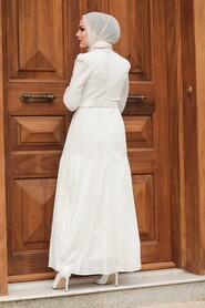 Ecru Hijab Dress 28621E - 4