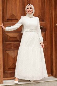 Ecru Hijab Dress 28622E - 1