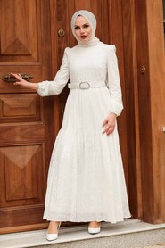 Ecru Hijab Dress 28623E - 1