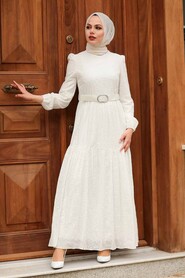 Ecru Hijab Dress 28623E - 2