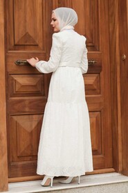 Ecru Hijab Dress 28623E - 3