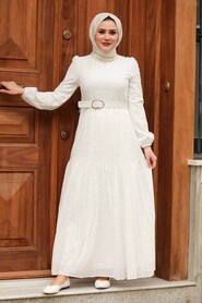 Ecru Hijab Dress 2862E - 1