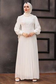 Ecru Hijab Dress 30060E - 1