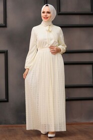 Ecru Hijab Dress 3042E - 1