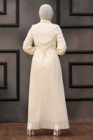 Ecru Hijab Dress 3042E - 3