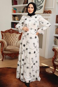 Ecru Hijab Dress 32944E - 1