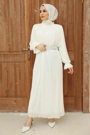 Ecru Hijab Dress 3343E - 1