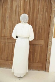 Ecru Hijab Dress 3343E - 2