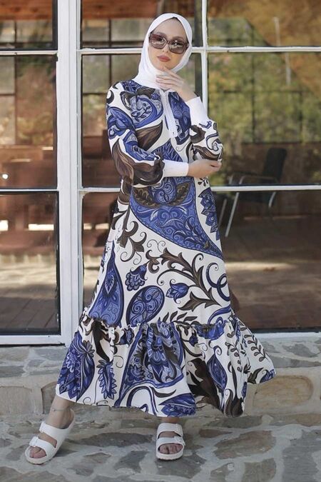 Ecru Hijab Dress 3350E - NEVA STYLE