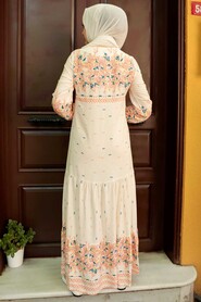 Ecru Hijab Dress 5191E - 2