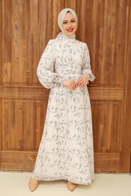 Ecru Hijab Dress 5683E - 1