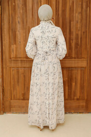 Ecru Hijab Dress 5683E - 2