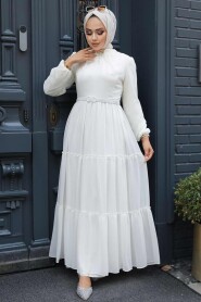 Ecru Hijab Dress 57250E - 2