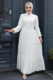 Ecru Hijab Dress 57250E - 1