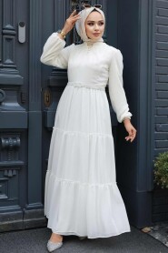 Ecru Hijab Dress 57250E - 4