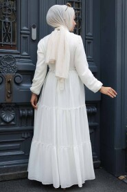 Ecru Hijab Dress 57250E - 5