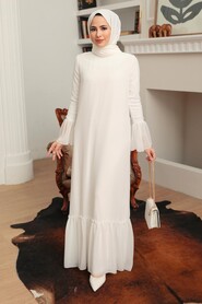 Ecru Hijab Dress 5729E - 3