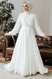 Ecru Hijab Dress 5796E - 1