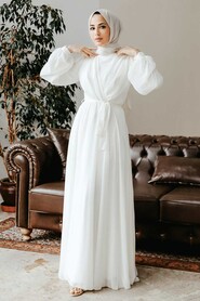 Ecru Hijab Dress 5796E - 3
