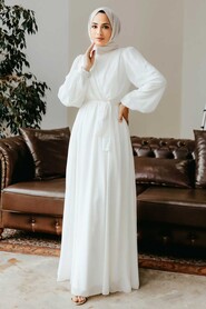 Ecru Hijab Dress 5796E - 2