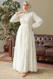 Ecru Hijab Dress 57970E - 3