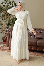Ecru Hijab Dress 57970E - 2